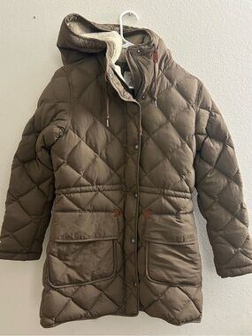 Aigle Ladies Cuckmere Down Diamond Quilted Parka Jacket Green Large Like New